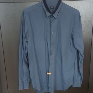 Men's Paul Smith Blue Contrast Collar Dress Shirt - Size L Good Condition
